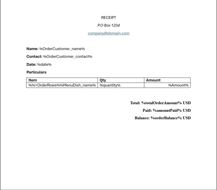 Office Text Document for Printing out model-driven data using OpenDocument format