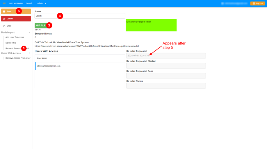 Steps 4 to 6 for Web Model Meta Viewer