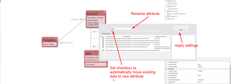 Rename Attribute Window Settings